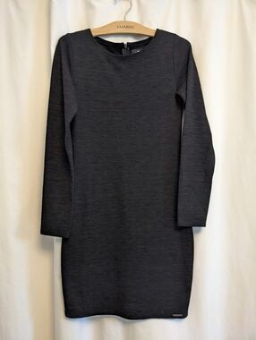 Superdry Black Ribbed Long Sleeve Bodycon Dress, Size M
